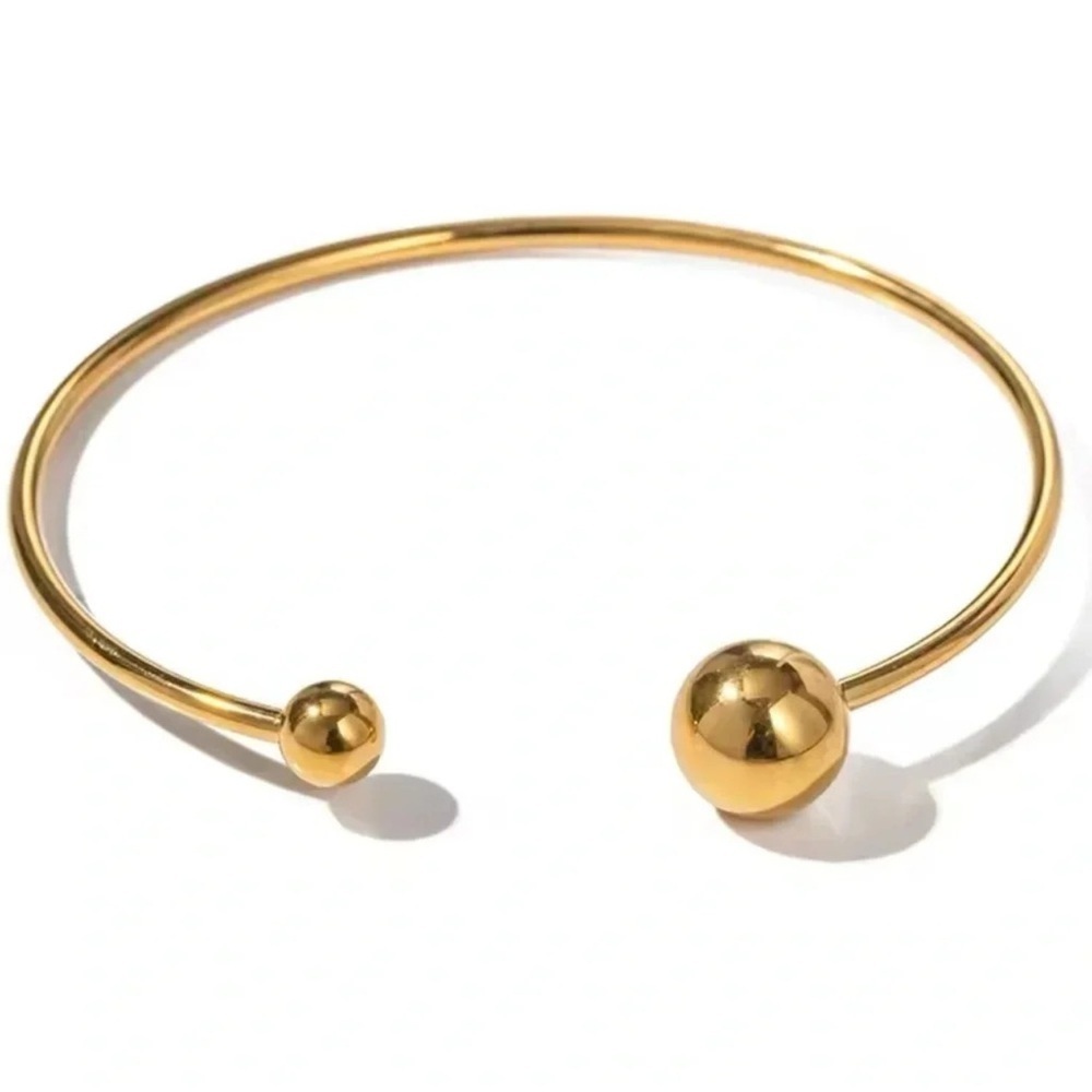 Gold Ball Stainless Steel Waterproof Bangle Bracelet - Picture 7 of 7